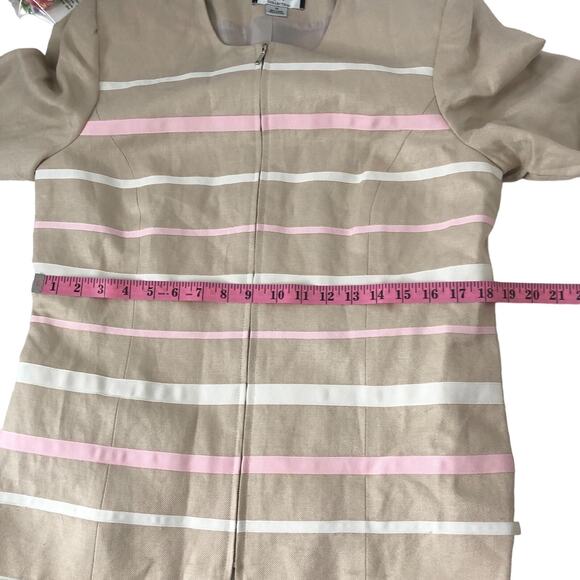 Mary McFadden Vintage Jacket Beige Pink Linen Blend Zip Front Size 10 - Picture 8 of 12
